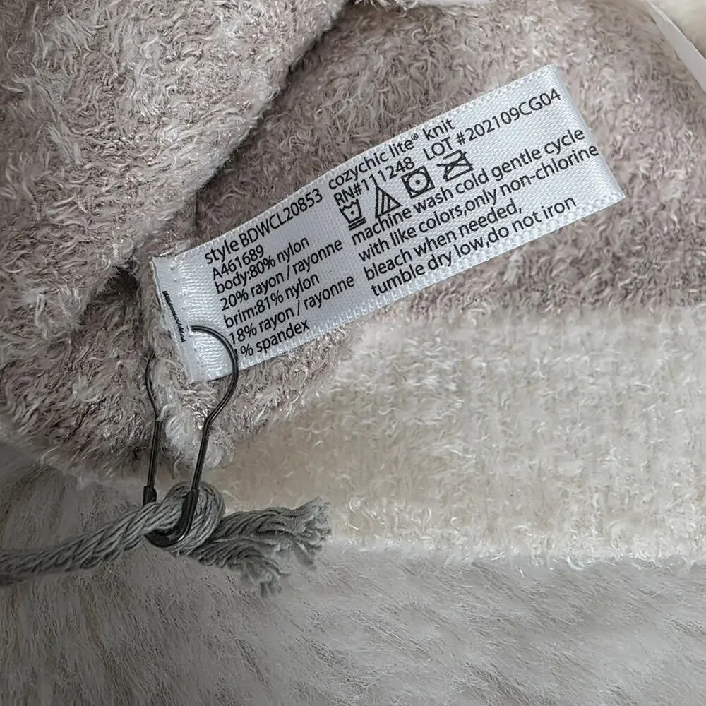 Barefoot Dreams CozyChic Lite Confetti Beanie Cream Taupe Knit Slouchy NWT OS